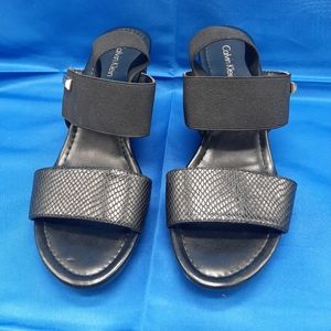 Calvin Klein Women's Black Wedge Mary Sandal Size 8